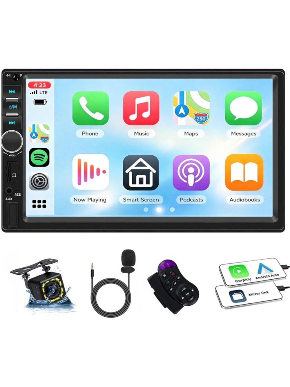 SIXTOP 7 inch Double Din Car Stereo with Apple CarPlay Android Auto Radio